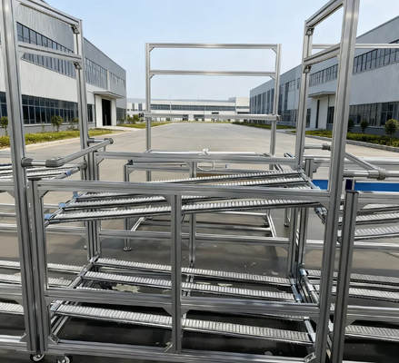 Three-layer Multi-channel Illuminated Aluminum Profile Flow Rack | Advanced First-In-First-Out Rack For Electronic Workshop Aisles