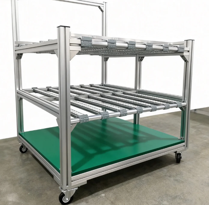 Lightweight Double-layer Smooth Low-profile Flatbed Turnover Rack Small Production Line Flexible Mobile Storage Rack