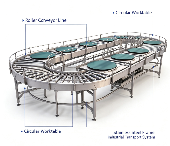 Roller Conveyor Line, Anti-static Belt Roller Assembly Conveyor for Workshop Production Line